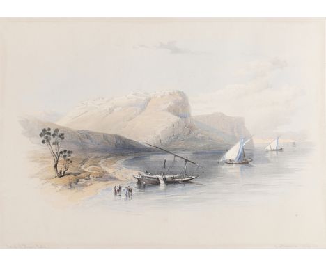 Louis Haghe, after David Roberts - 'Fortress of Ibrim, Nubia', stone lithograph with hand-colouring, 25cm x 35cm, within a ma
