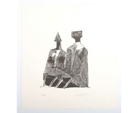 Lynn Chadwick - Sitting Figures, 20th century lithograph on wove paper, signed, dated '71 and editioned 46/100 in pencil, she