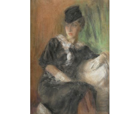 Leszek Pindelski - Three-quarter Length Portrait of Renata Maria Wachowiak, pastel, signed, dated and inscribed 1916, 68cm x 