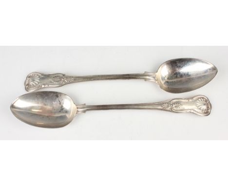 Two Victorian silver King's pattern serving spoons, one London 1857 by A.B. Savory &amp; Sons, length 30cm, the other London 