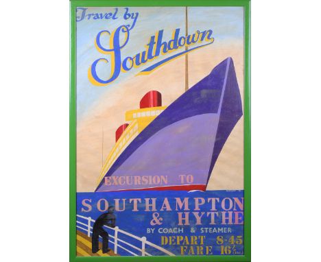 Eric Arthur Surfleet - 'Travel by Southdown Excursion to Southampton &amp; Hythe by Coach &amp; Steamer' (Bus Travel Poster D