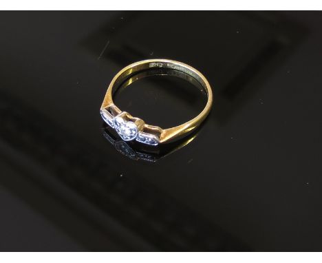 A gold ring with heart shaped motif set with single diamond, size P, 2g