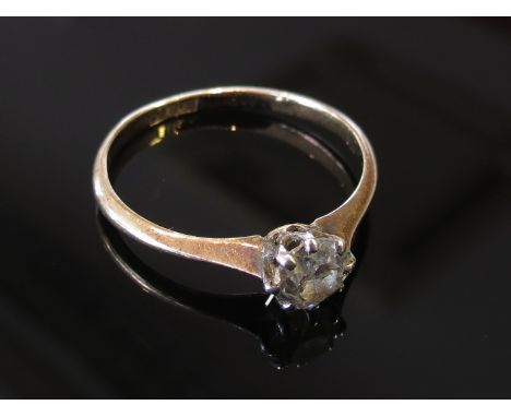 A gold diamond solitaire ring .50ct approx, stamped 18ct, Size P, 1.8g