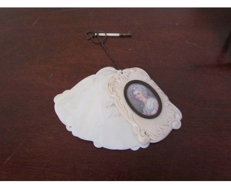 A Victorian Aide memoire  with central miniature portrait
