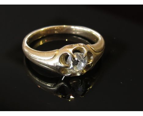 A gold ring with .45ct approx diamond in claw setting, unmarked, size J, 2.8g 