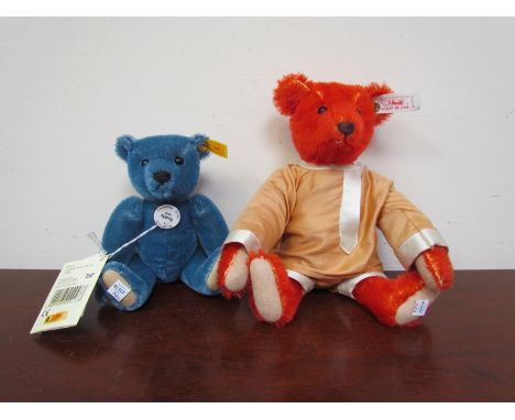 Two Steiff Historic miniature bears, red and blue 