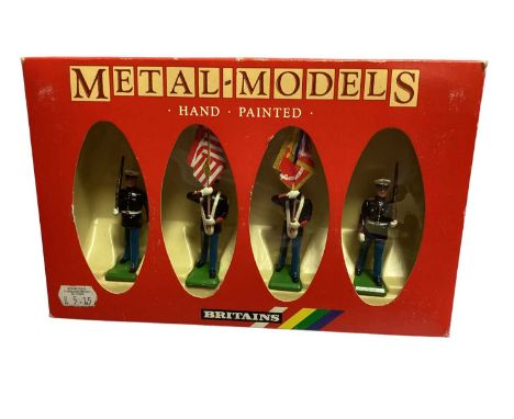 Britains Regimental Hand Painted Metal Models including US Air Force Colour Party No.7307, US Marine Corps No.7301 (x2), US M