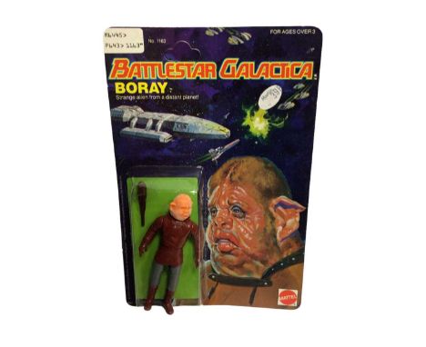 Mattel 1979 Battlestar Galactica Boray 4" action figure with club, on Series 2 unpunched card and blister pack No.1163 (1)