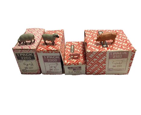 Britains Pink Trade Boxes Sows 24 Pack No.2182 (20 items), Piglets 24 Pack No.2203 (20 items), Sheep Heads Down 24 Pack No.22