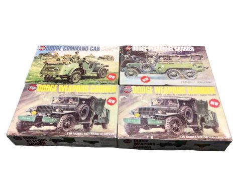 Airfix 1:35 Scale American Military model kits including Dodge Personnel Carrier No.8363, Dodge Command Car No.8361, Dodge We