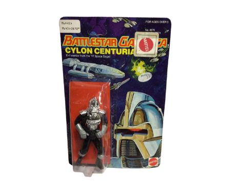 Mattel 1978 Battlestar Galactica Cylon Centurian 4" action figure with cylon laser rifle, on Series 1 unpunched card and blis