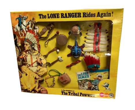 Marx Toys The Lone Ranger Rides Again adventure accessory packs including The Hidden Silver Mine No.7422, The Red River Flood