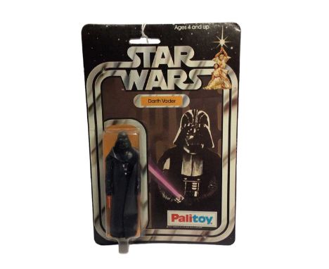 Palitoy Star Wars Darth Vader 4 1/4" action figure, with Light Saber &amp; Removable Cape, on punched 12 Figures card (1)Bubb