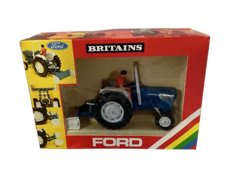 Britains Ford Tractor and Yard Scraper No.9516, Jeep No.9421 &amp; Tipper Truck No.9583, all boxed (3)