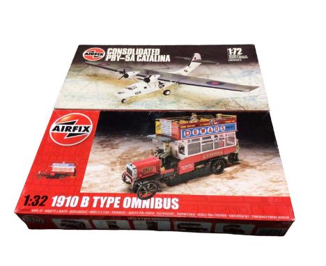 Airfix selection of model kits including 1:72 Scale Catalina No.05007 &amp; Bristol Bulldog No.01083, 1:32 Scale 1910 B Type 