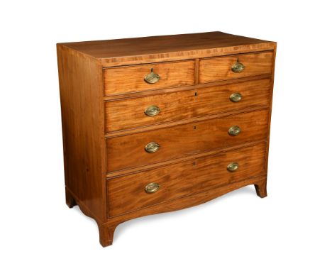 A Regency mahogany chest of drawers, with a caddy top, oval brass handles, on bracket feet 90 x 104 x 50cm (35 x 41 x 20in)  