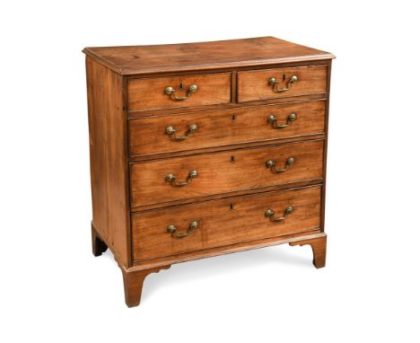 A George III mahogany chest of drawers with two short and three long drawers, brass swan neck handles, on bracket feet 81 x 7