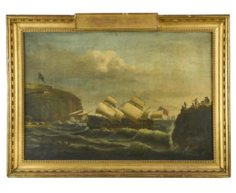 John Thomas Serres (British, 1759-1825) The Amazon entering the Harbour of St Lucia; The Amazon in a hurricane; The Amazon sh