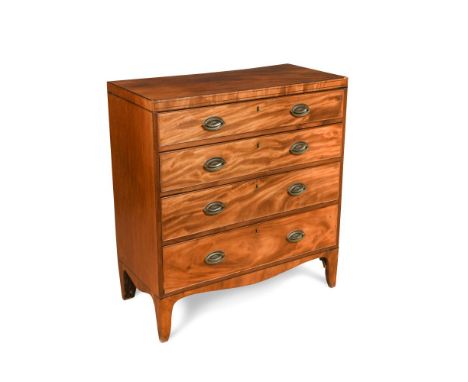 A George IV mahogany chest, of four long drawers, later oval brass handles, on bracket feet 98 x 90 x 42cm (38 x 35 x 16in)  