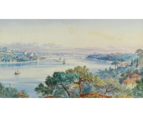 Mary K Ward  (British, 19th Century) Views of the Bosphorus, Turkey one signed lower right "M K Ward 1872" watercolours (a pa