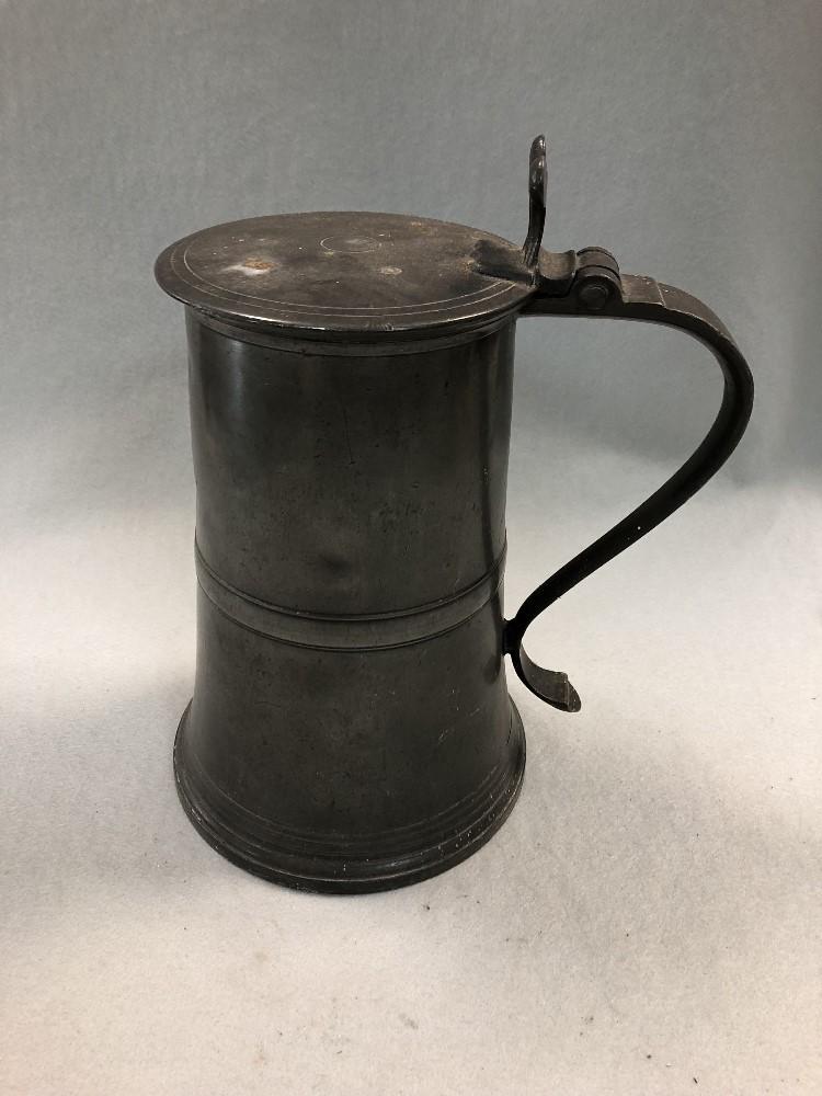 An 18th century Scottish pewter lidded flagon by Robert Kinniburgh ...