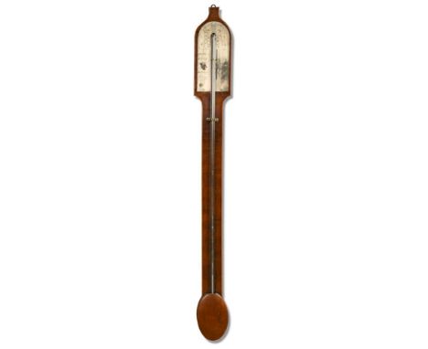 A late George III mahogany stick barometer by D Stampa &amp; Co, No. 14 Leith Street, Edinburgh, the arched silvered register