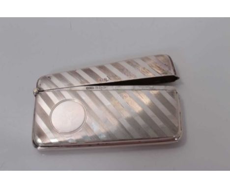 George V silver card case with engine turned decoration, (Birmingham 1914), maker Henry Clifford Davis, 8.2cm x 4.8cm, (1.5oz