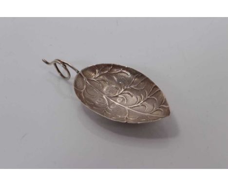 George III silver leaf-shaped caddy spoon with loop handle , Birmingham 1798, maker I.T. 8cm