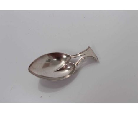 George III silver heart-shaped caddy spoon with reeded handle, Birmingham 1808, Joseph Willmore 6.6 cm