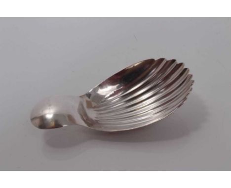 Georgian silver caddy spoon with shell bowl - Birmingham rubbed marks