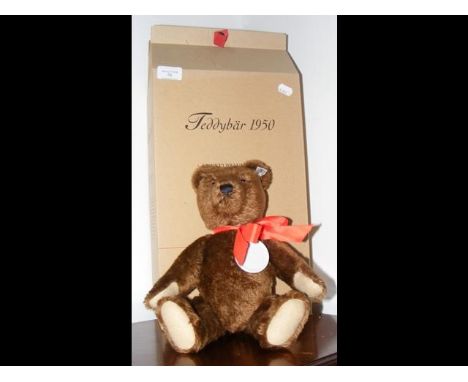 A boxed Steiff Teddy Bear - 1950 - Dark Brown - 35cm long - with Certificate  