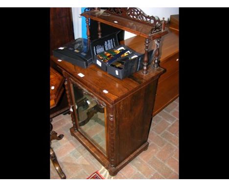 A mid Victorian rosewood chiffonier with shelf to back, mirrored cupboard below - width 62cm  