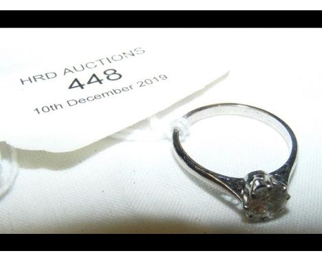 A lady's diamond Solitaire ring in 18ct white gold setting CONDITION REPORTDiamond is 5mm in diameter; ring size M