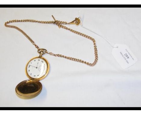 A gent's Elgin hunter pocket watch with 9ct gold chain and Masonic charm 