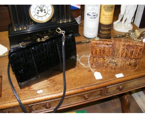 A caiman skin handbag, together with one other 