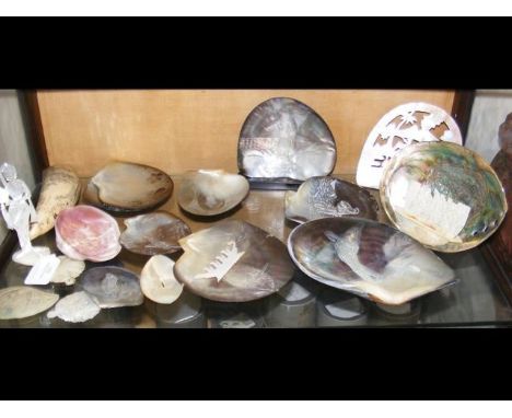 Selection of old carved oyster shells 