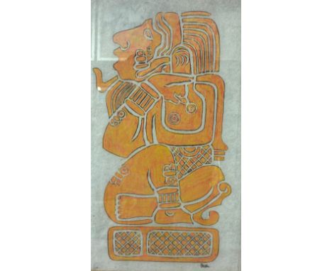 Patric (20th Century Mexican), Mayan Goddess, woodblock print and one other