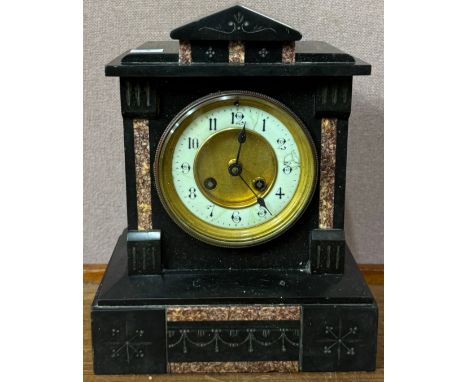 A Belge Noir architectural cased mantel clock 