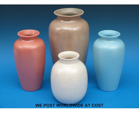 A collection of four Poole Pottery monochrome vases (tallest 26.5cm)