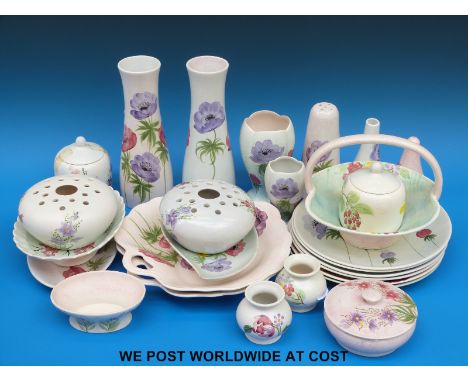 A large selection of Radford pottery including vases, jam pots, plates and posy bowls