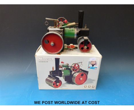 A Mamod S.R.1 live steam roller with steering column and solid fuel burner 