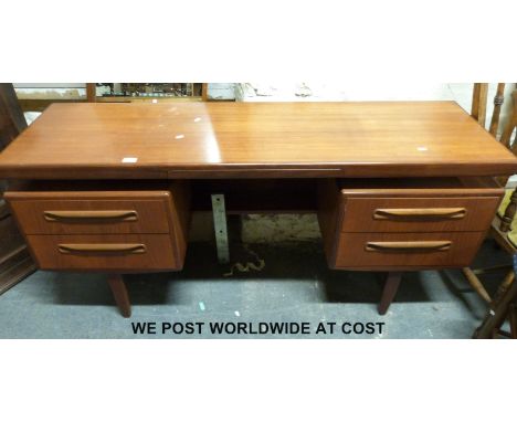 A retro G Plan dressing table with mirror and stool (W153 x D46 x H70cm)