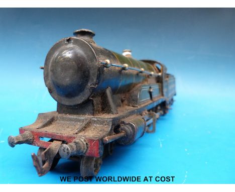 Bing 0 gauge clock work 4-6-0 GWR locomotive and tender 'Windsor Castle' 4460 together with key, two wagons and accessories