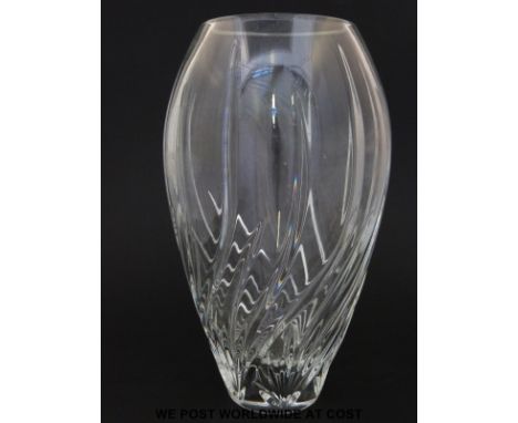 Waterford Crystal Marquis pattern cut glass vase (16cm tall) together with a Waterford cut glass clock ( 18.5 x 12.5cm) 