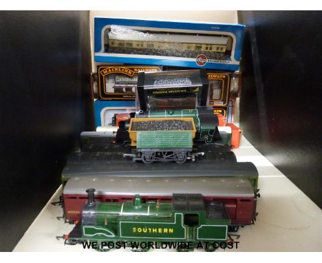 Twenty four Hornby, Lima, Airfix and Graham Farish 00 gauge locomotives, carriages and wagons, most in original boxes