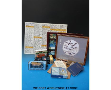 A board relating to Bristol Brigand components, Beaufighter electrical manual, Armstrong Siddeley Cheetah IX pilot's notes, a