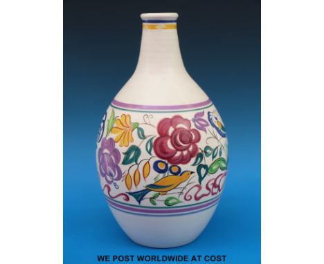 A large Poole pottery bottle vase decorated with birds 