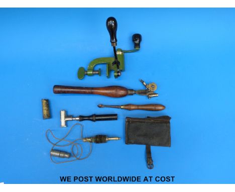 A collection of cartridge loading tools to include an eprouvette