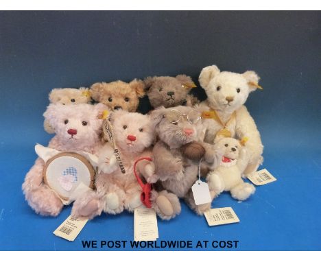 Eight various Steiff bears, Ben, Martimer, Chester, Frances, Oscar, Jessica and The Millennium Bear all with Certificate of A