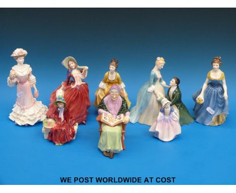 A group of eight Royal Doulton and Royal Worcester figurines